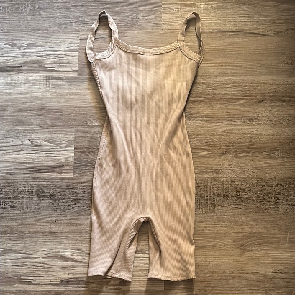 Better Be Neutral Ribbed Tank Short Jumpsuit